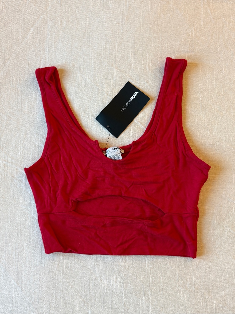 Fashion Nova Red Cut Out Cropped Tank Top